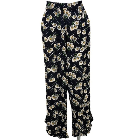 ZARA Cropped Daisy Print Pants Medium - Picture 5 of 7